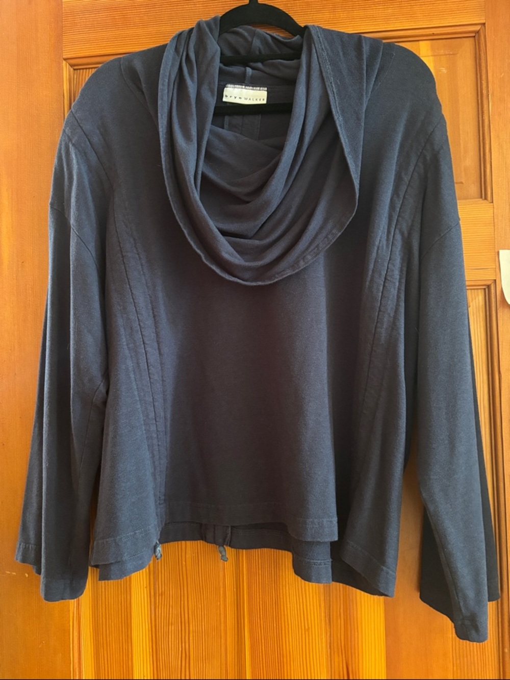 bryn Walker Deep Navy Draped Cowl Neck shirt size Small